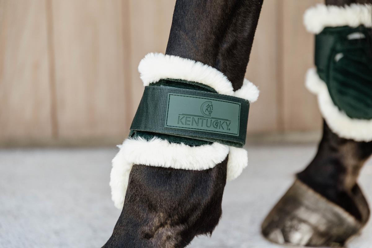 Kentucky Horsewear Vegan Sheepskin Young Horse Fetlock Boots Velvet - Dark Green - Kentucky Horsewear - Equiluxe Tack