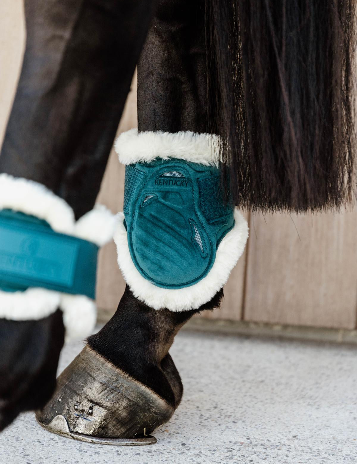 Kentucky Horsewear Vegan Sheepskin Young Horse Fetlock Boots Velvet - Emerald - Kentucky Horsewear - Equiluxe Tack