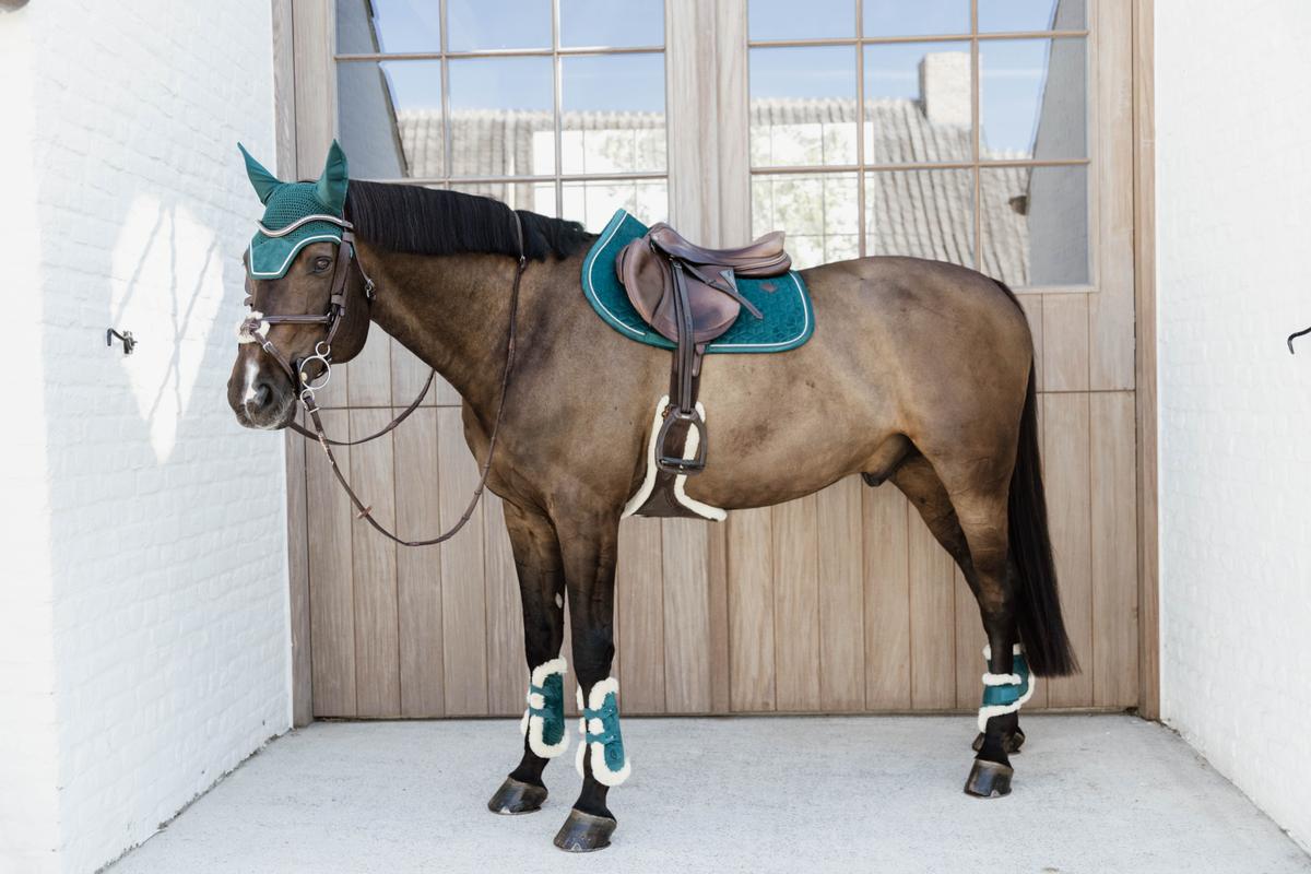 Kentucky Horsewear Vegan Sheepskin Young Horse Fetlock Boots Velvet - Emerald - Kentucky Horsewear - Equiluxe Tack
