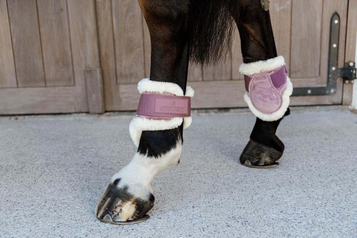 Kentucky Horsewear Vegan Sheepskin Young Horse Fetlock Boots Velvet - Old Rose - Kentucky Horsewear - Equiluxe Tack