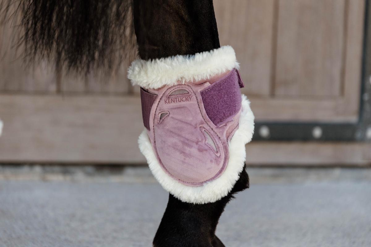 Kentucky Horsewear Vegan Sheepskin Young Horse Fetlock Boots Velvet - Old Rose - Kentucky Horsewear - Equiluxe Tack