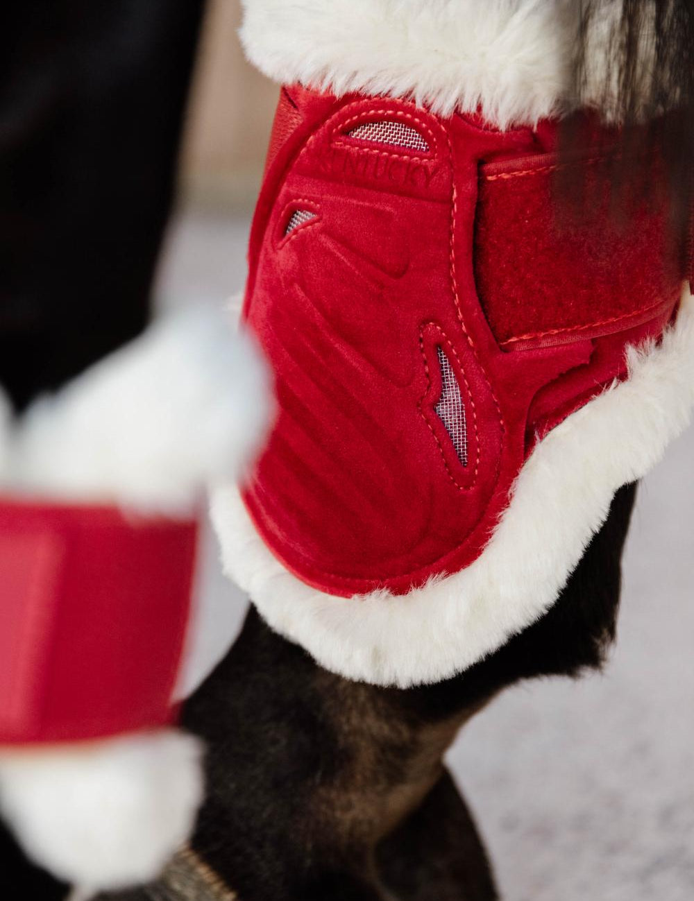 Kentucky Horsewear Vegan Sheepskin Young Horse Fetlock Boots Velvet - Red - Kentucky Horsewear - Equiluxe Tack