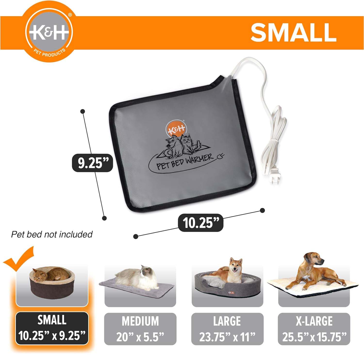 K&H Pet Bed Warmer – Indoor Heated Pad for Cats & Dogs, Thermostatically Controlled, Energy - Efficient, Safe for Arthritis & Comfort - K&H - Equiluxe Tack
