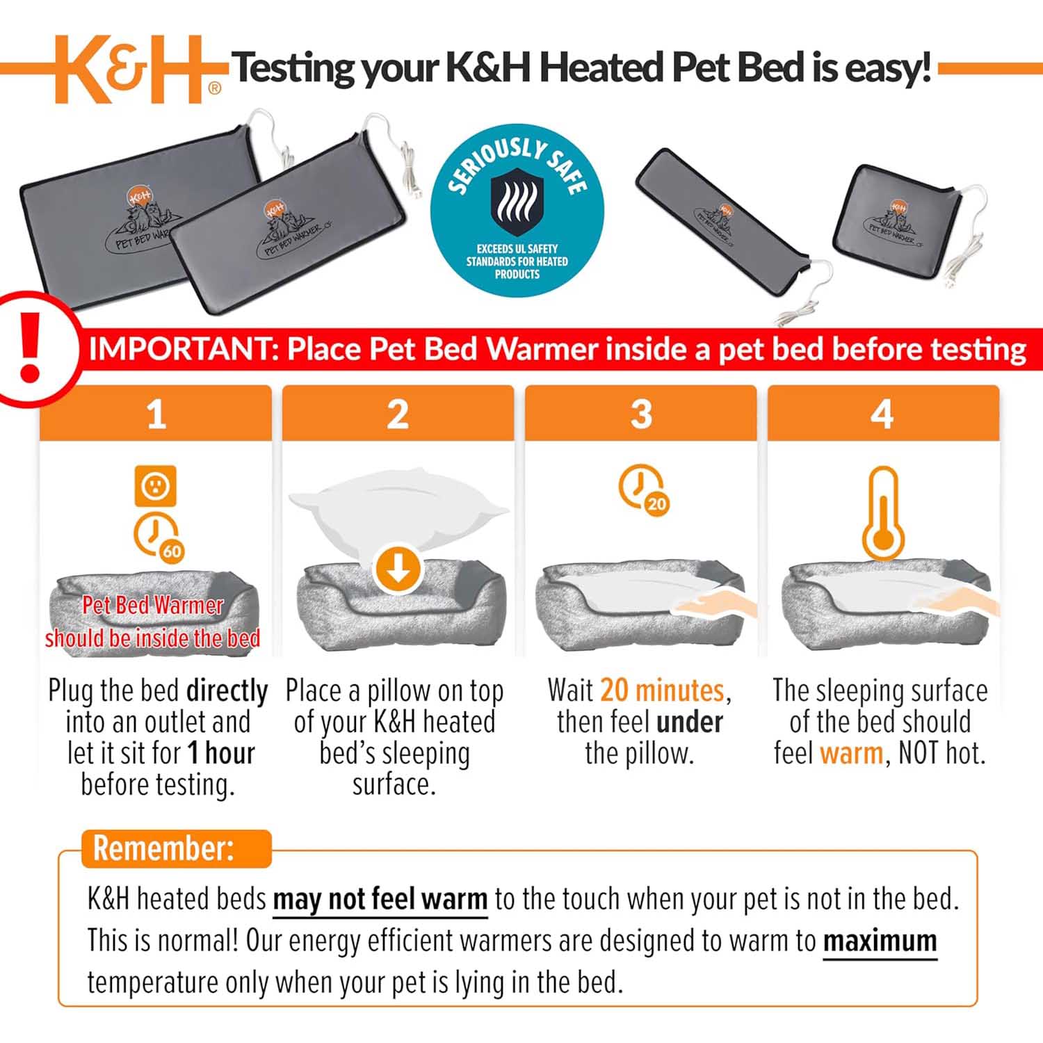 K&H Pet Bed Warmer – Indoor Heated Pad for Cats & Dogs, Thermostatically Controlled, Energy - Efficient, Safe for Arthritis & Comfort - K&H - Equiluxe Tack