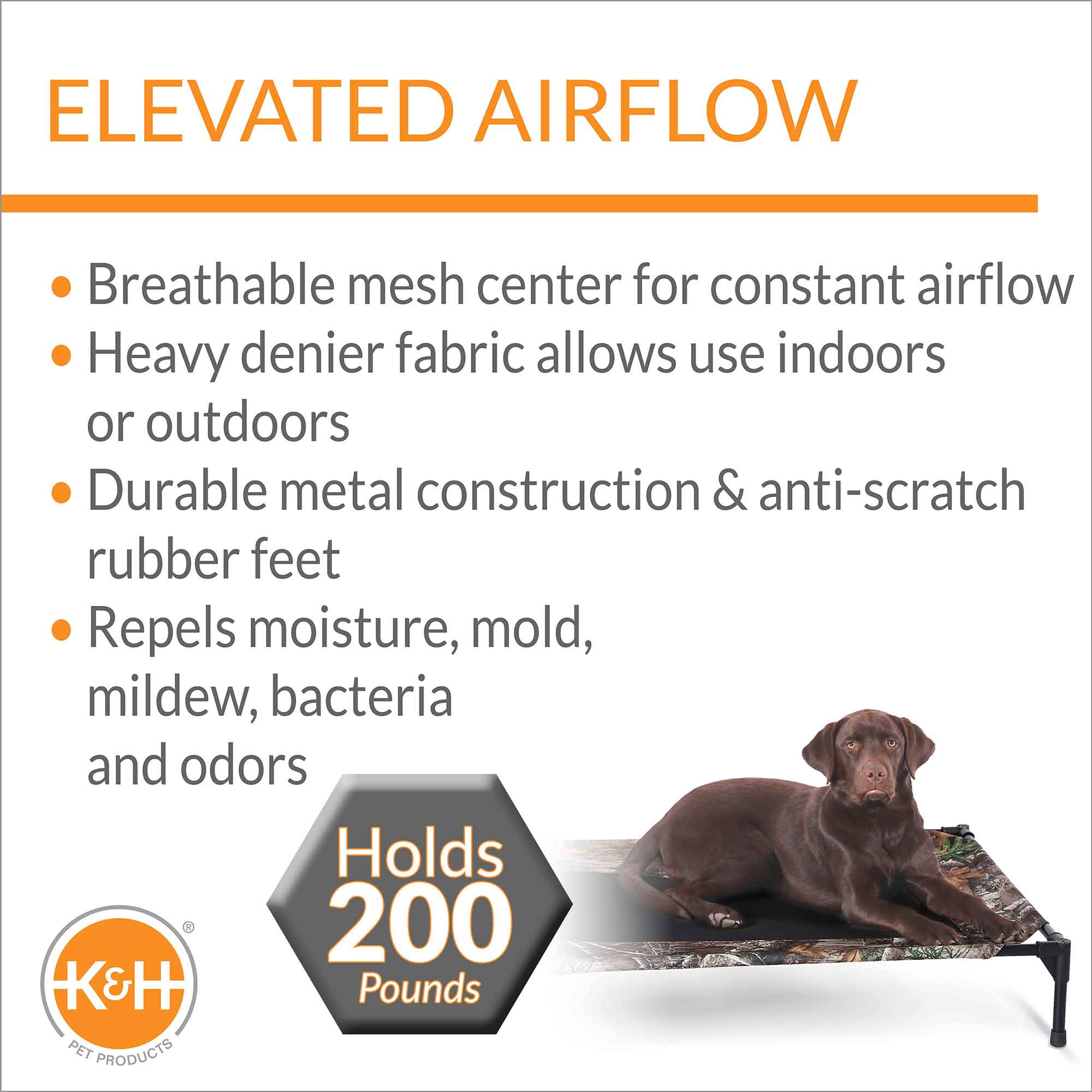K&H Pet Products Original Pet Cot Elevated Dog Bed, Realtree Edge - K&H - Equiluxe Tack