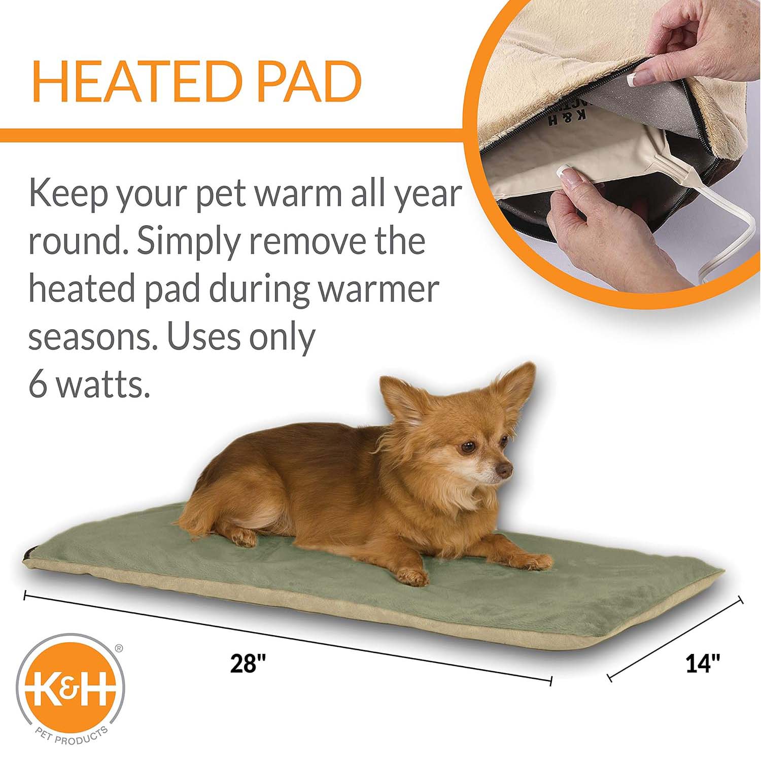 K&H Thermo - Pet Heated Mat for Small Dogs and Cats – Indoor Heated Bed Pad - K&H - Equiluxe Tack