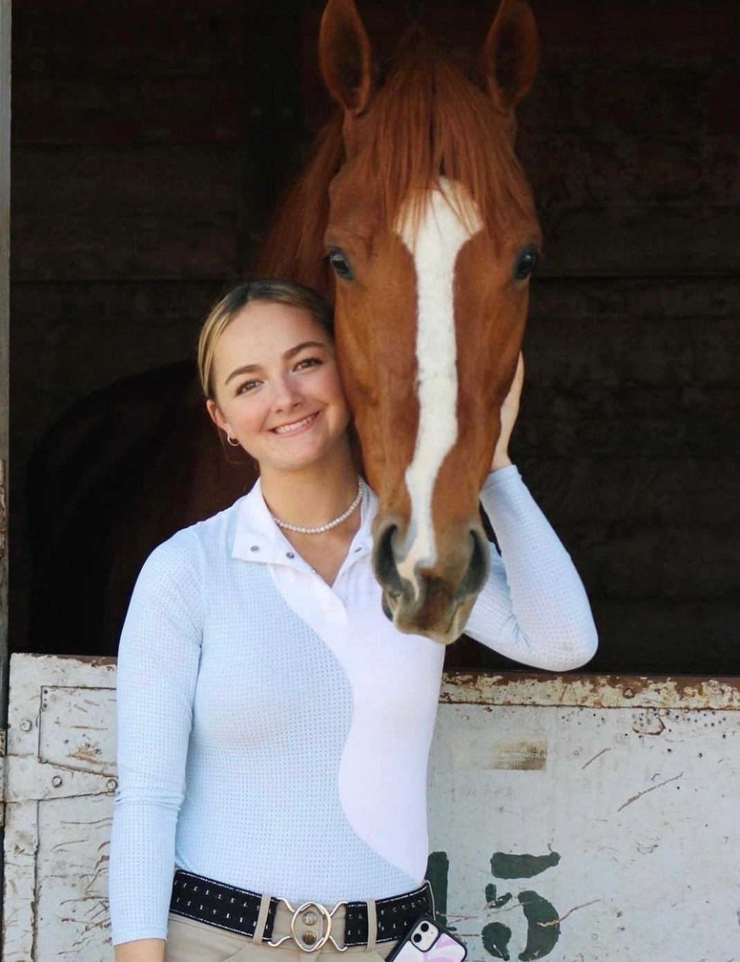 LENNA Ventilated Show Shirt Long Sleeve Sunshirt - Blue - Equestrian Club - Equiluxe Tack