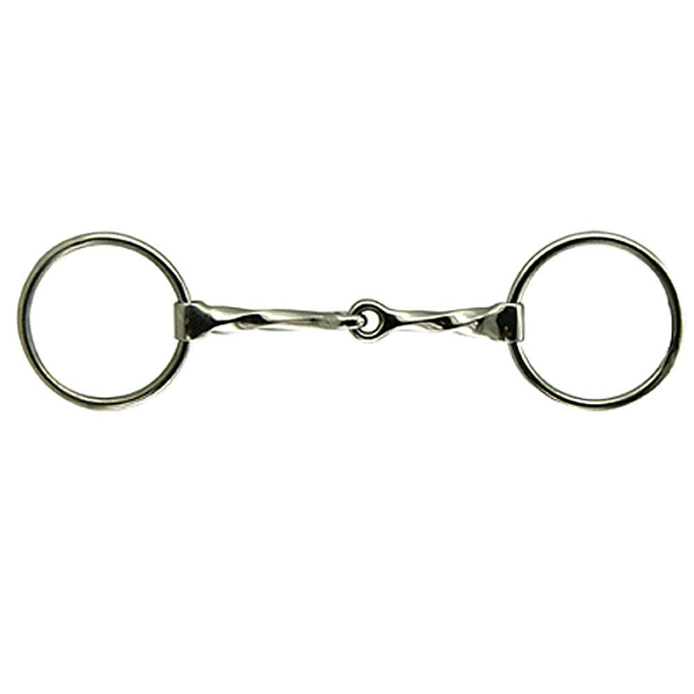 Loose Ring Slow Twist Stainless Steel Snaffle Mouth Bit 5 - 1/2" with 3" Ring - Equiluxe Tack - Equiluxe Tack