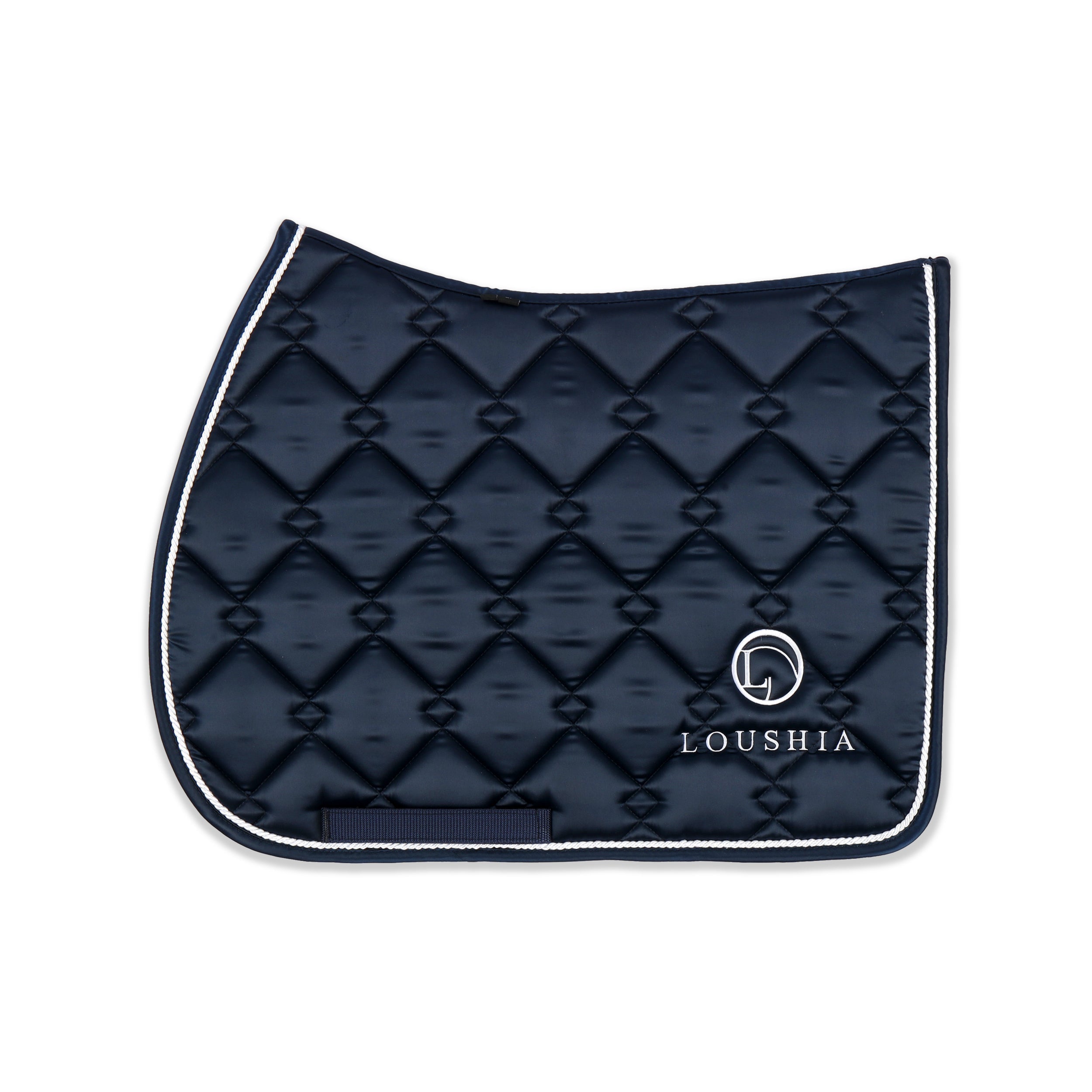Loushia Navy Satin Pony Size Saddle Pad - loushia - Equiluxe Tack