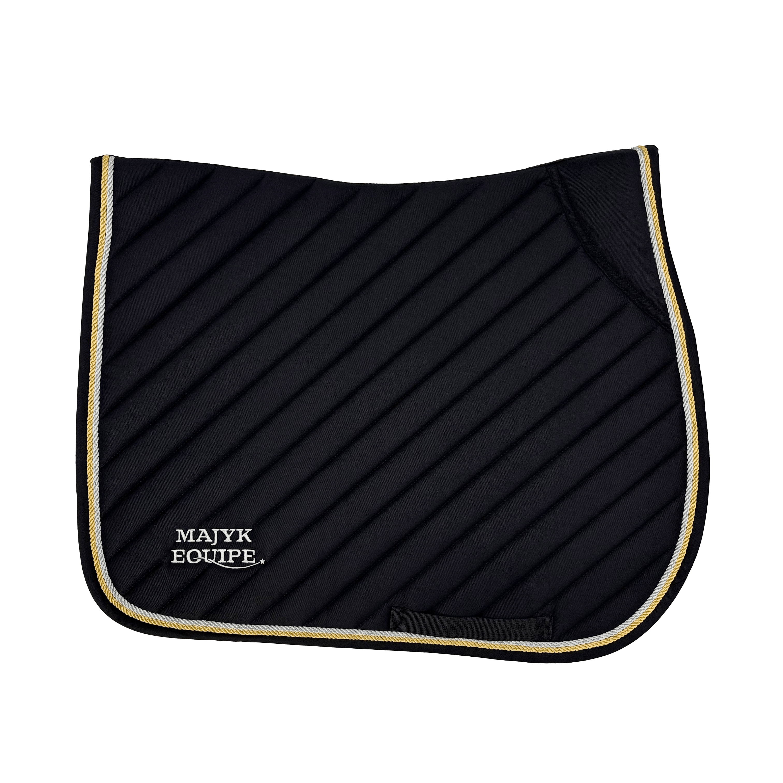 Majyk Equipe Black Cotton Oblique Euro Saddle Pad - Majyk Equipe - Equiluxe Tack