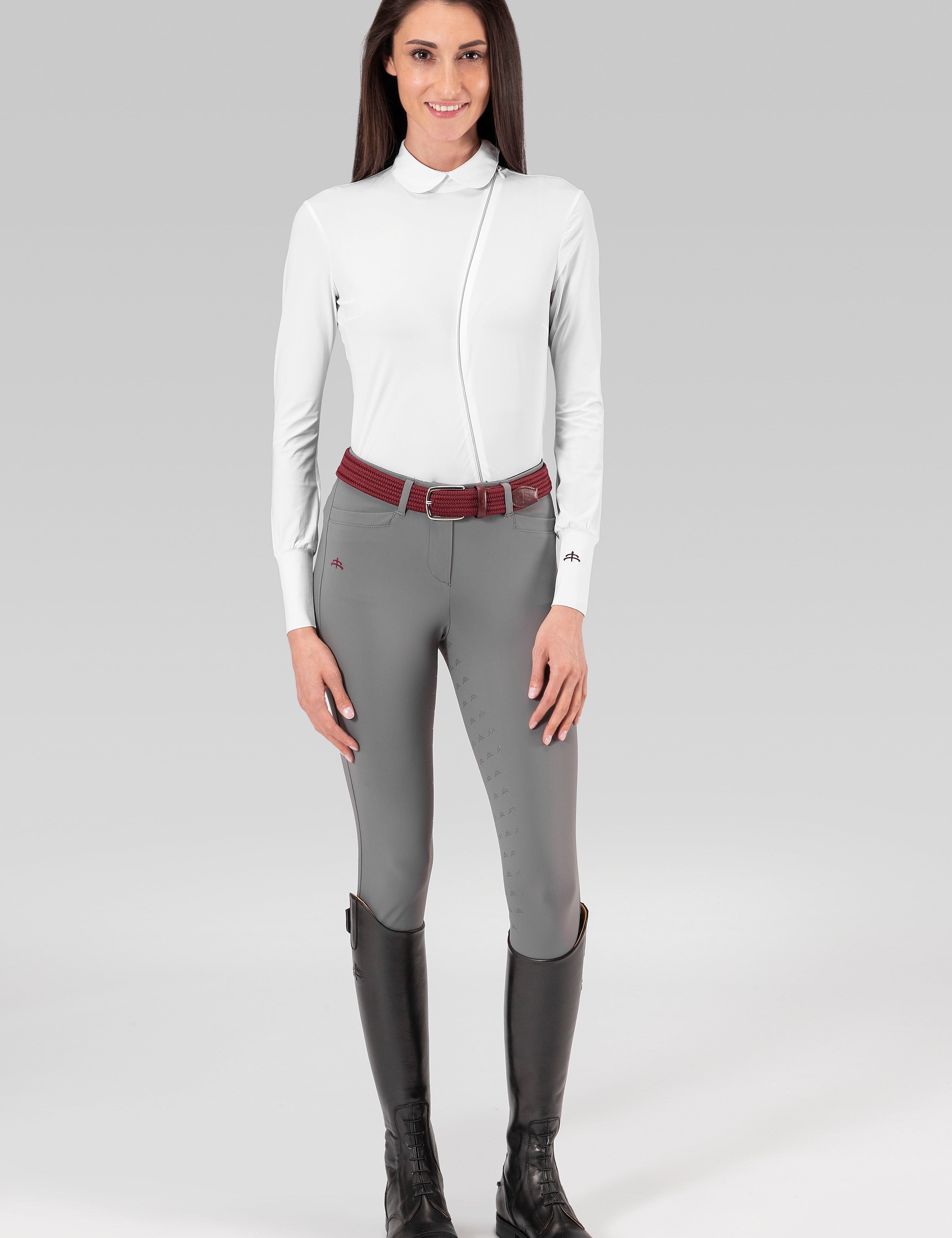 Makebe Italy Ladies Full Seat Silicone Petra Breeches - Grey, 42 - Makebe Italy - Equiluxe Tack
