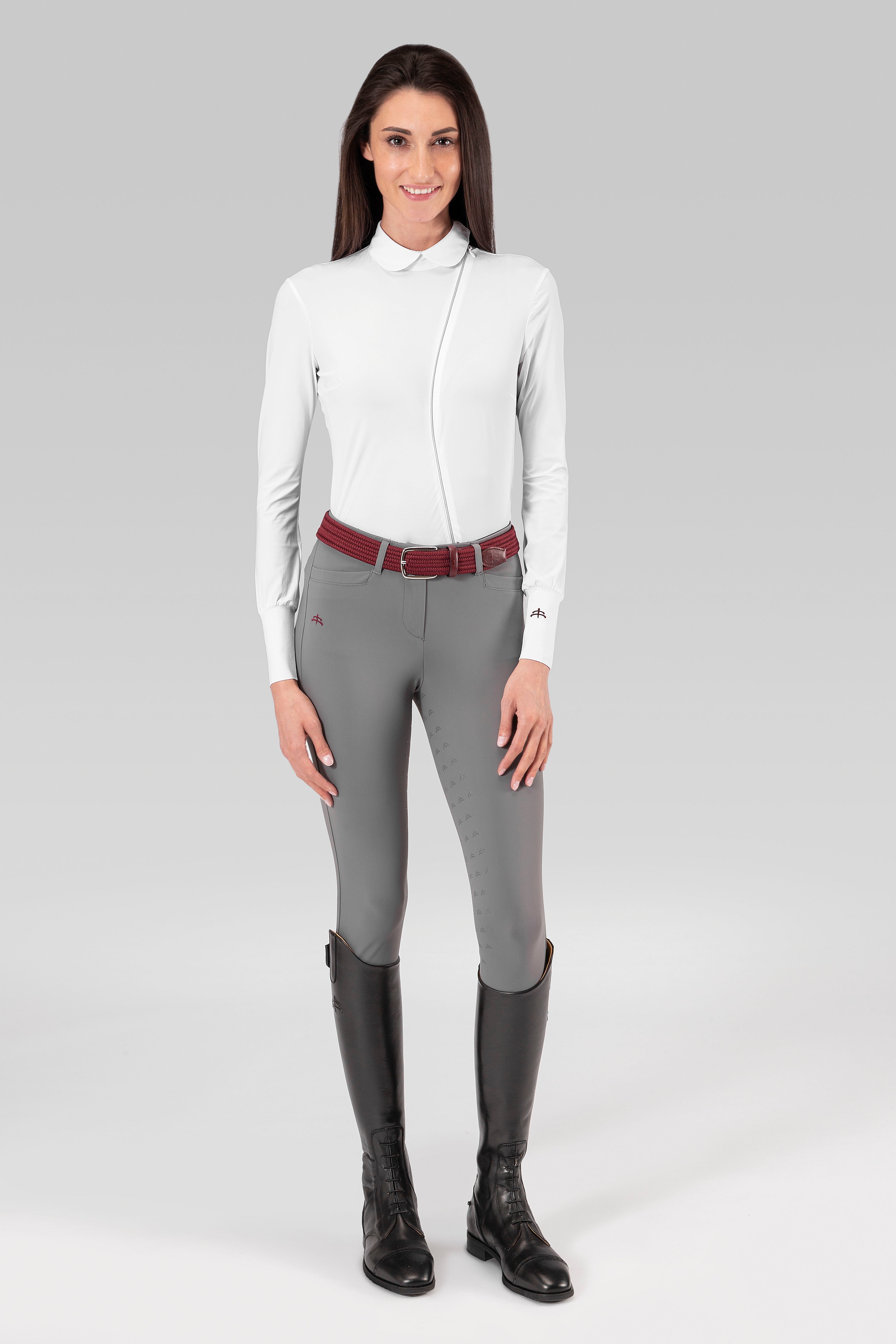 Makebe Italy Ladies Full Seat Silicone Petra Breeches - Grey, 42 - Makebe Italy - Equiluxe Tack
