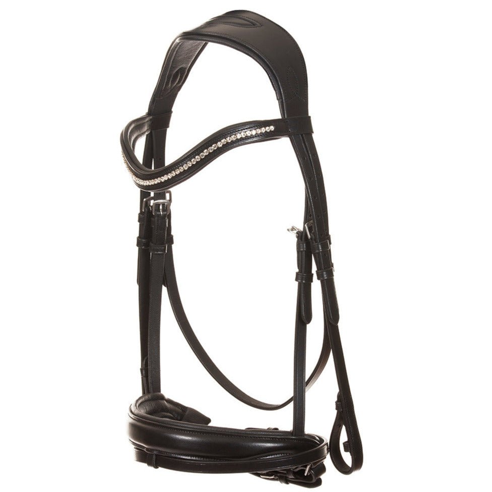 Makebe Italy Padded Wide Noseband Leather Dressage Bridle - Full - Makebe Italy - Equiluxe Tack