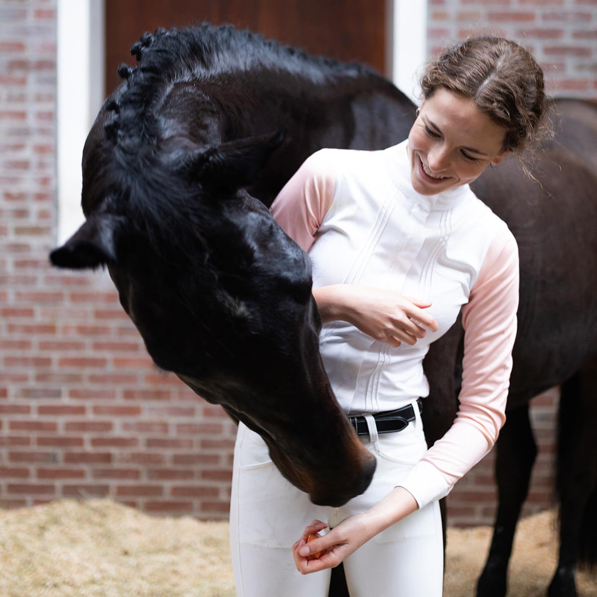 Maze on Peach Long Pleated Long Sleeve Show Shirt - Espoir Equestrian - Equiluxe Tack