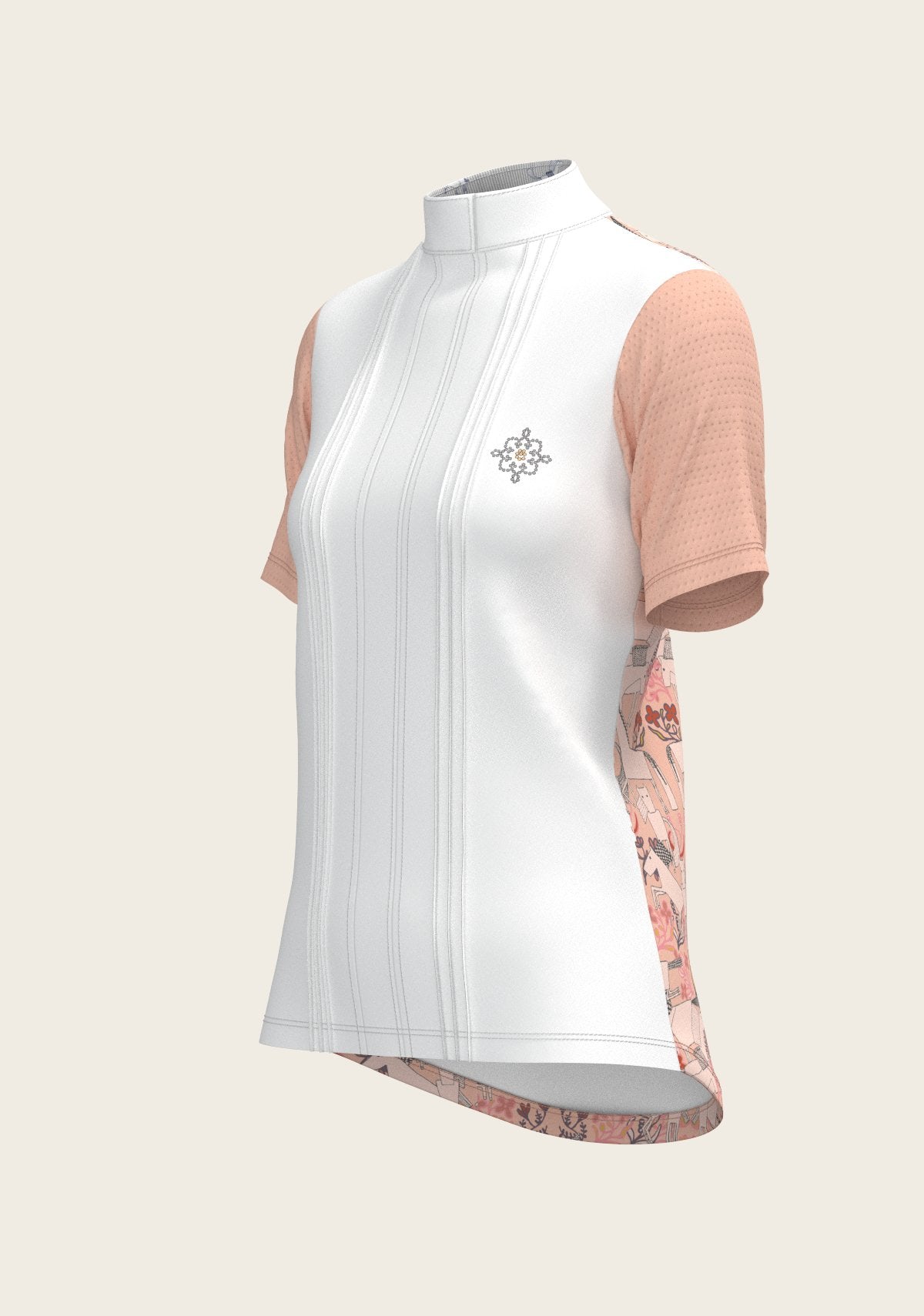  Maze on Peach Long Pleated Short Sleeve Show Shirt - Espoir Equestrian - Equiluxe Tack