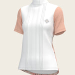  Maze on Peach Long Pleated Short Sleeve Show Shirt - Espoir Equestrian - Equiluxe Tack