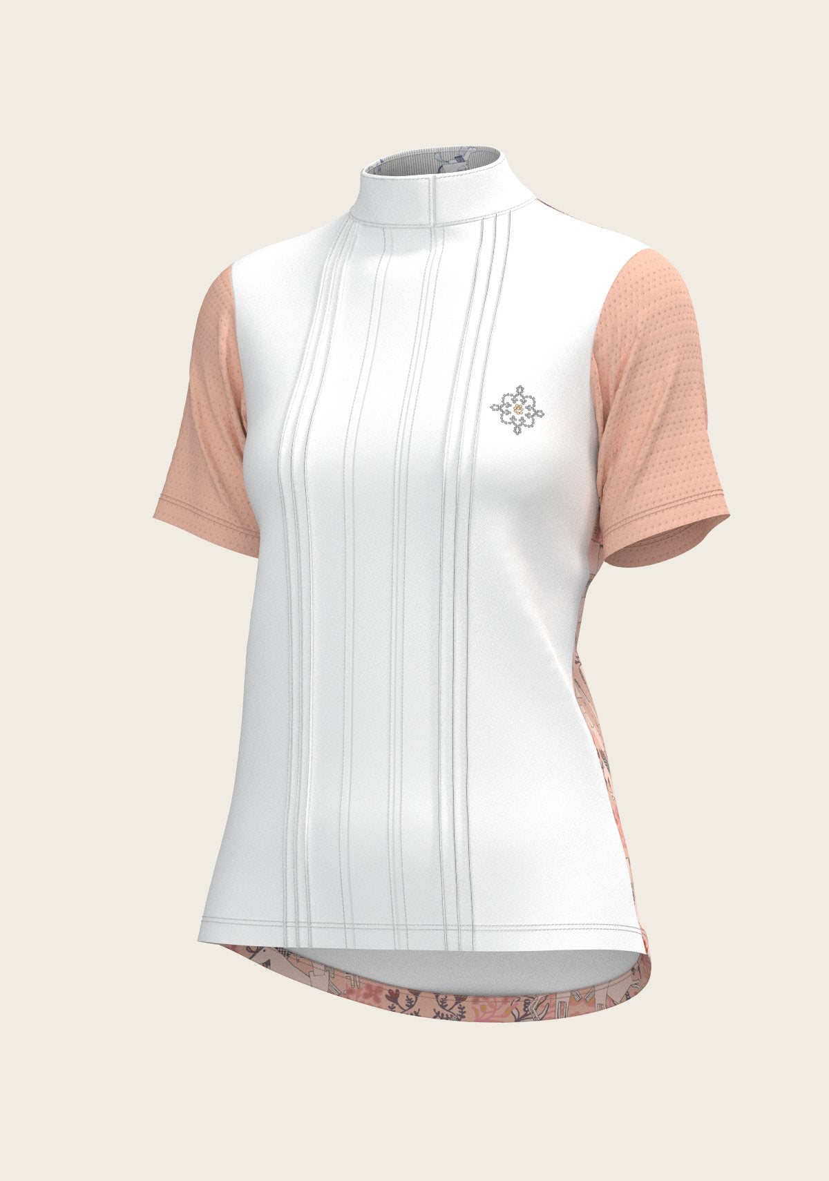  Maze on Peach Long Pleated Short Sleeve Show Shirt - Espoir Equestrian - Equiluxe Tack