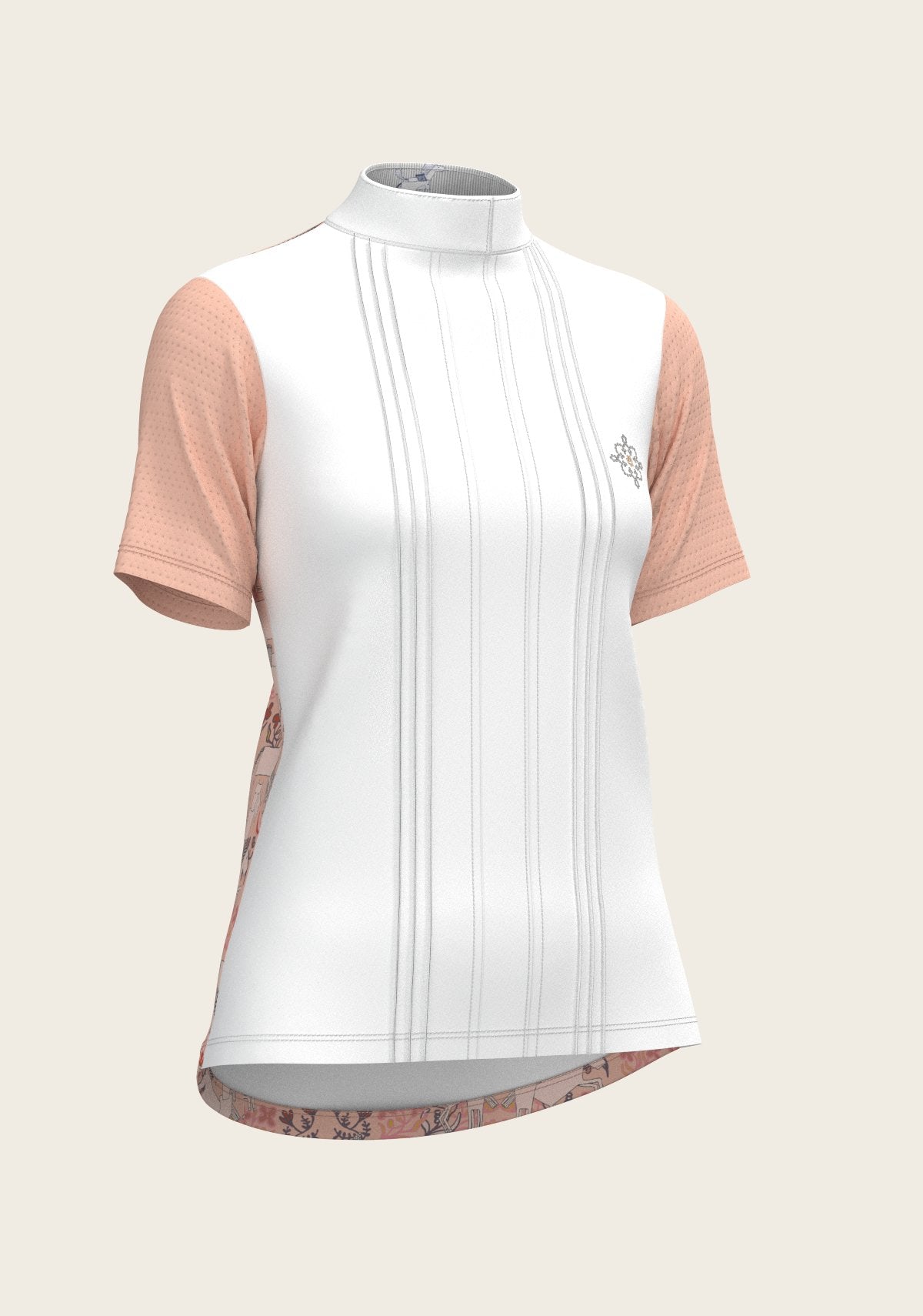  Maze on Peach Long Pleated Short Sleeve Show Shirt - Espoir Equestrian - Equiluxe Tack