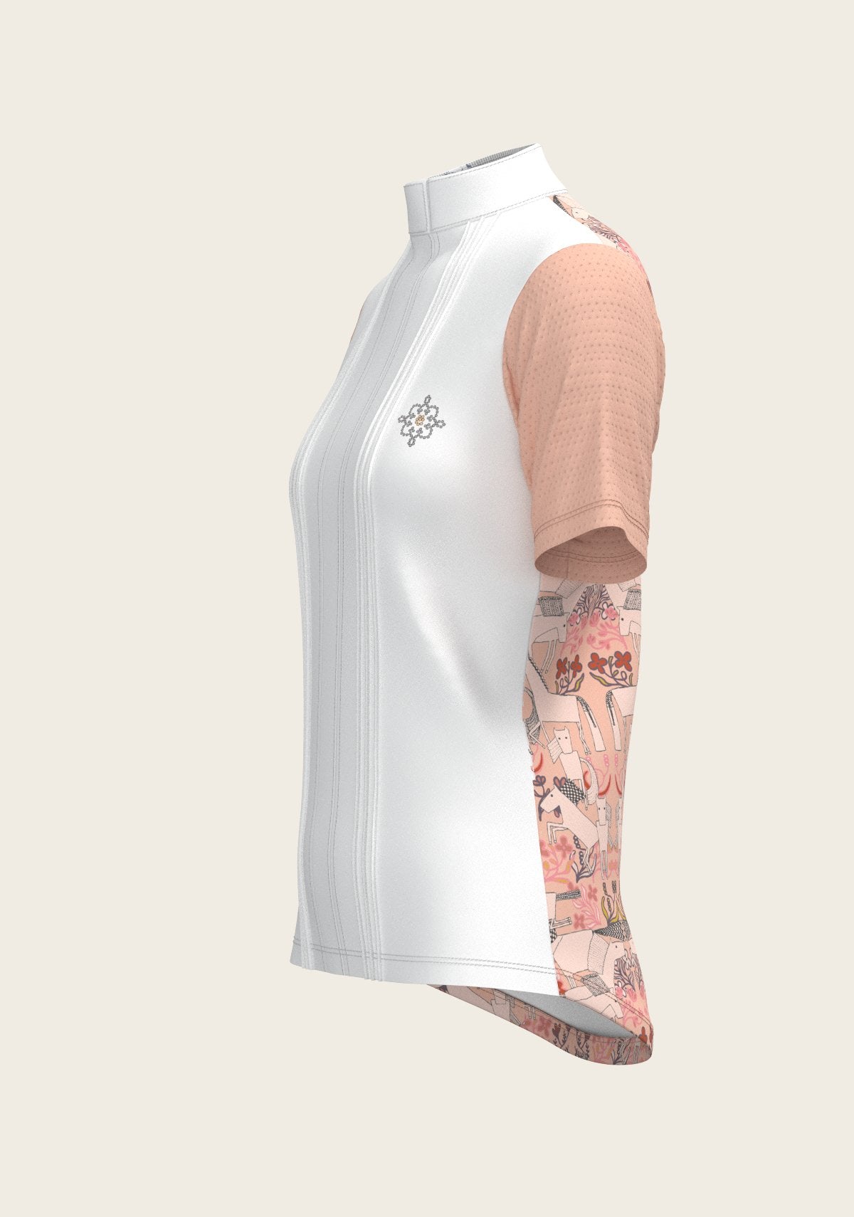  Maze on Peach Long Pleated Short Sleeve Show Shirt - Espoir Equestrian - Equiluxe Tack