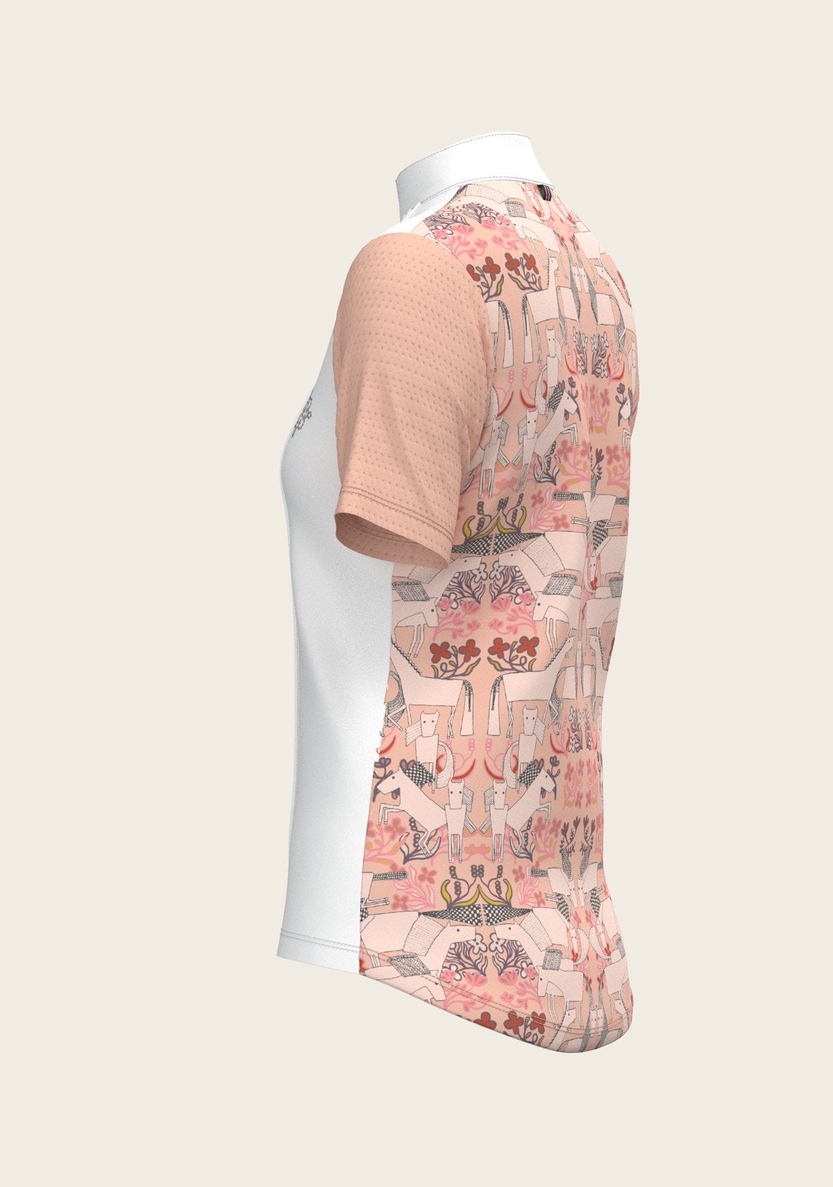  Maze on Peach Long Pleated Short Sleeve Show Shirt - Espoir Equestrian - Equiluxe Tack