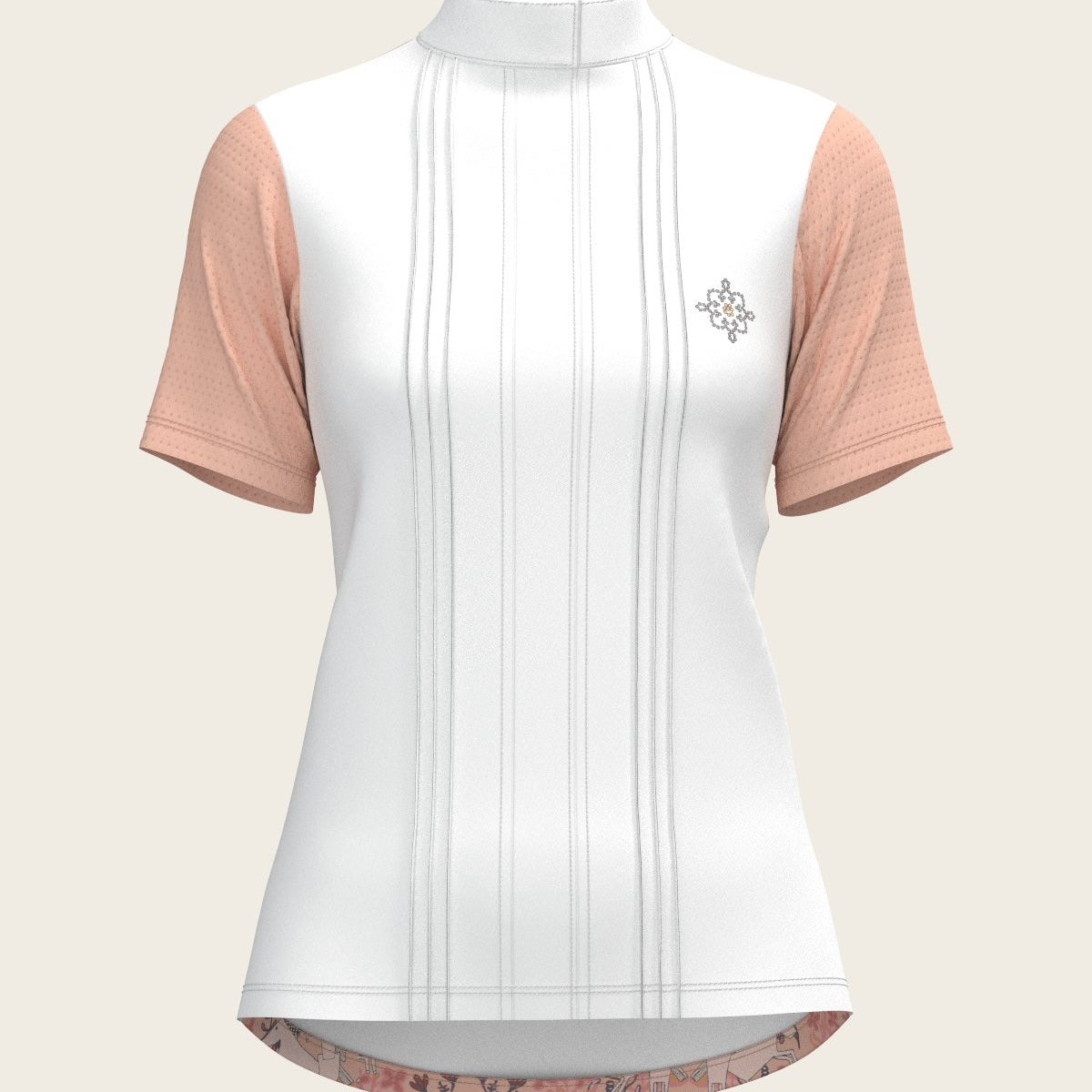  Maze on Peach Long Pleated Short Sleeve Show Shirt - Espoir Equestrian - Equiluxe Tack