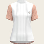  Maze on Peach Long Pleated Short Sleeve Show Shirt - Espoir Equestrian - Equiluxe Tack