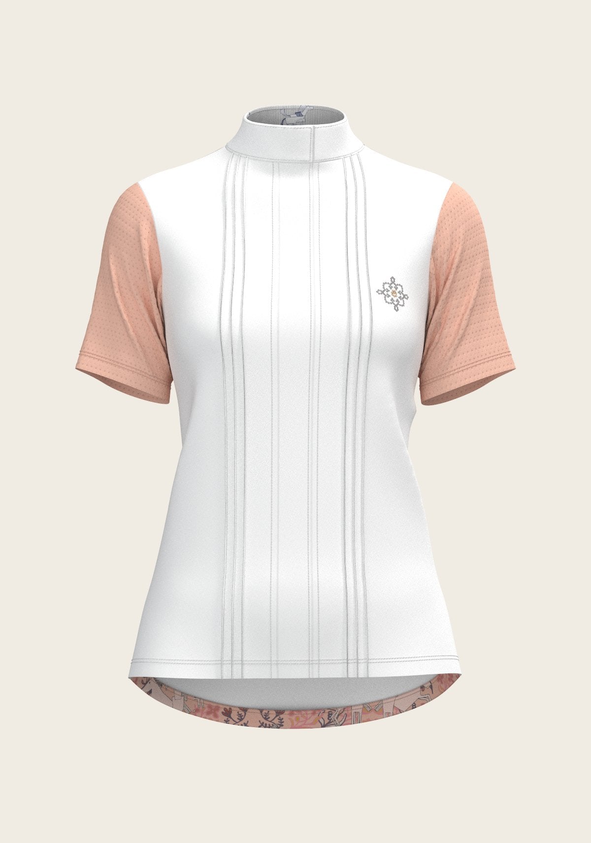  Maze on Peach Long Pleated Short Sleeve Show Shirt - Espoir Equestrian - Equiluxe Tack