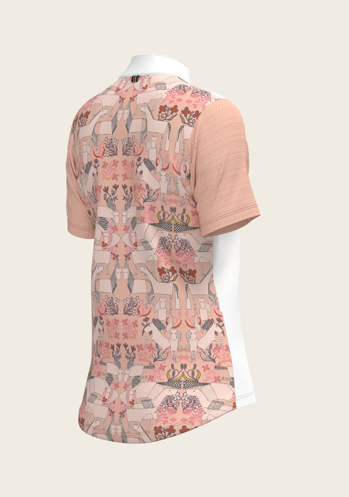  Maze on Peach Long Pleated Short Sleeve Show Shirt - Espoir Equestrian - Equiluxe Tack