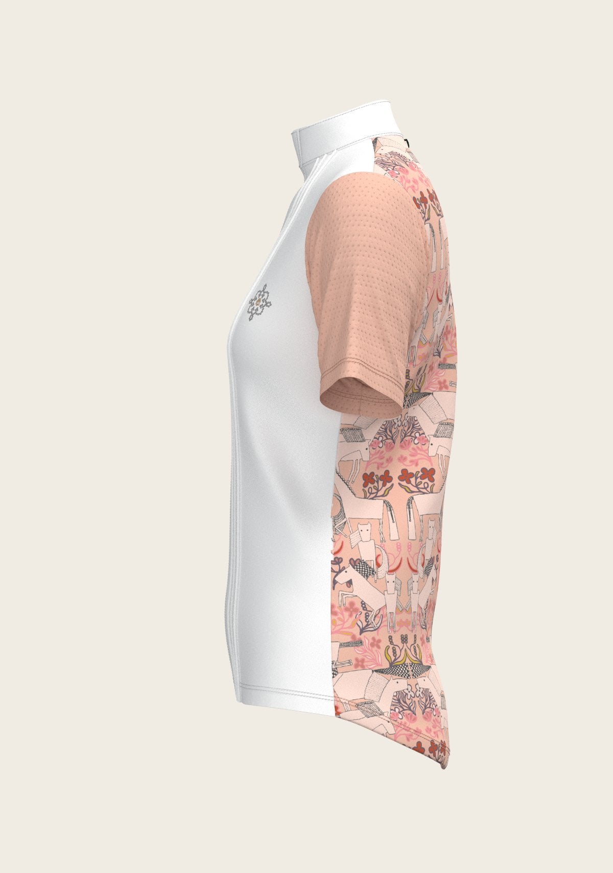  Maze on Peach Long Pleated Short Sleeve Show Shirt - Espoir Equestrian - Equiluxe Tack