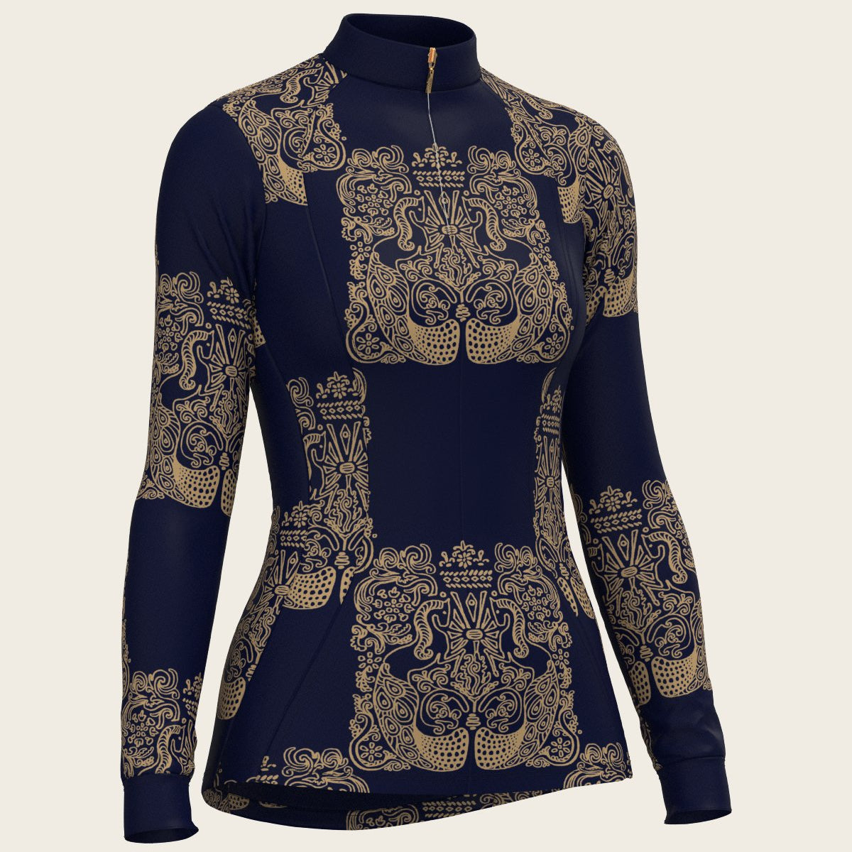 Mermaid Horses in Navy and Gold Quarter Zip Sun Shirt - Espoir Equestrian - Equiluxe Tack