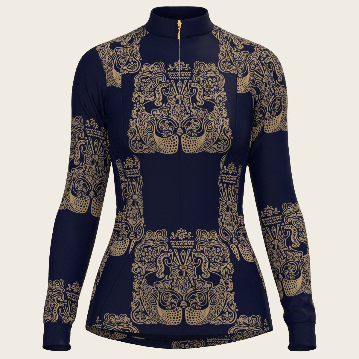 Mermaid Horses in Navy and Gold Quarter Zip Sun Shirt - Espoir Equestrian - Equiluxe Tack