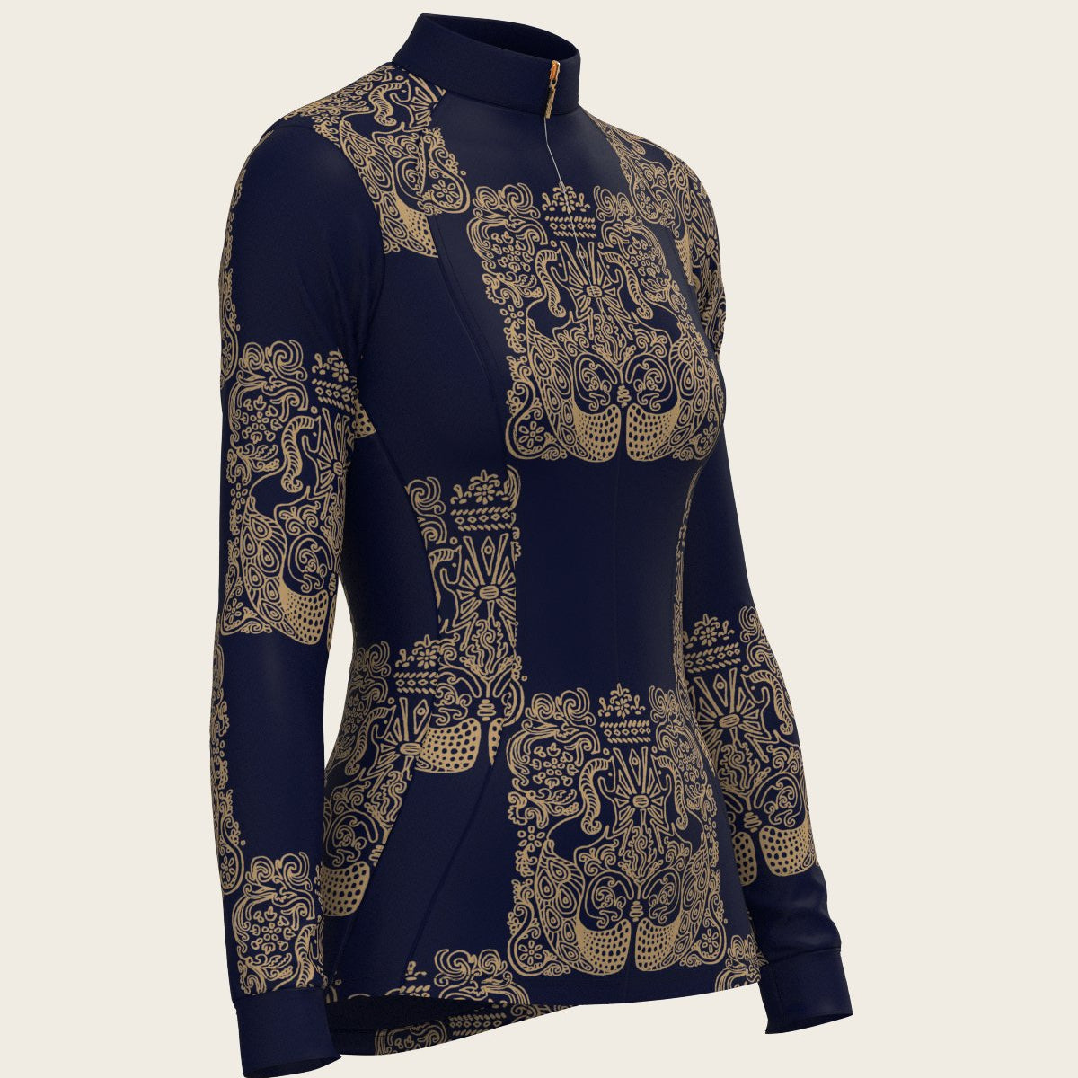 Mermaid Horses in Navy and Gold Quarter Zip Sun Shirt - Espoir Equestrian - Equiluxe Tack