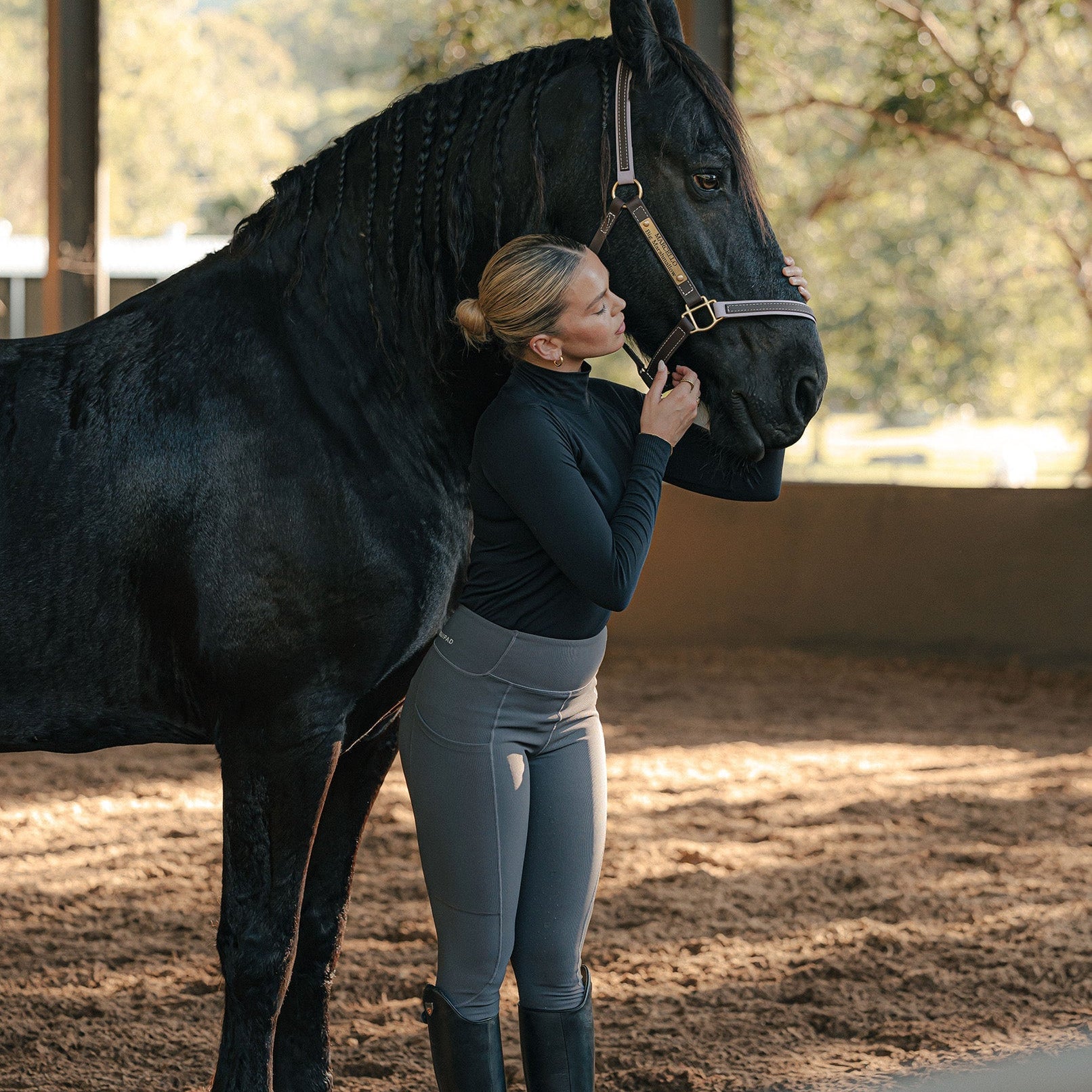 Mia Mock Neck Long Sleeve - Black - Equipad Equestrian - Equiluxe Tack