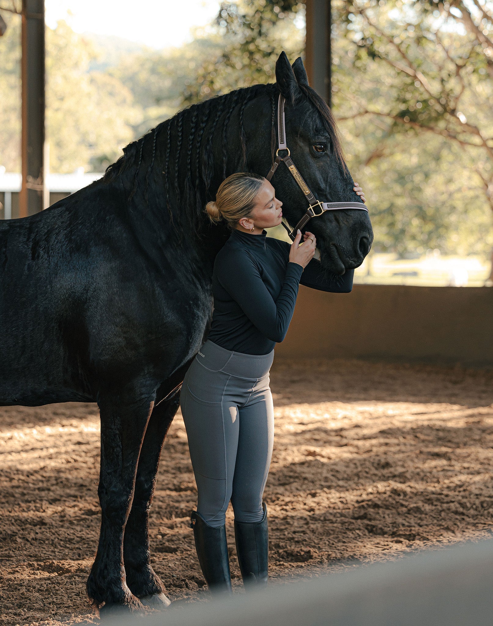 Mia Mock Neck Long Sleeve - Black - Equipad Equestrian - Equiluxe Tack