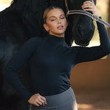 Mia Mock Neck Long Sleeve - Black - Equipad Equestrian - Equiluxe Tack