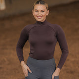 Mia Mock Neck Long Sleeve - Brown - Equipad Equestrian - Equiluxe Tack