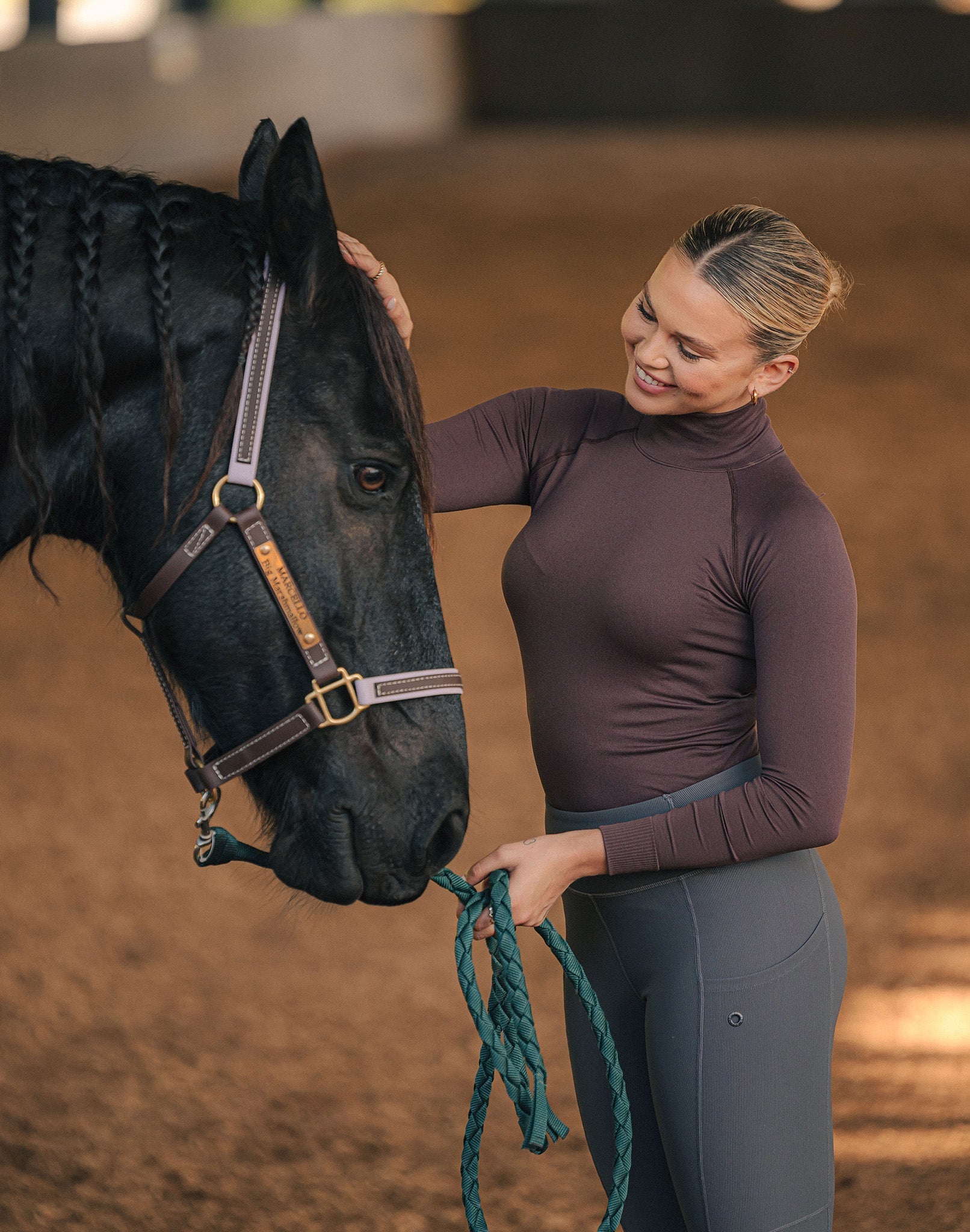 Mia Mock Neck Long Sleeve - Brown - Equipad Equestrian - Equiluxe Tack