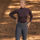 Mia Mock Neck Long Sleeve - Brown - Equipad Equestrian - Equiluxe Tack