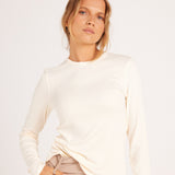 Milrey Natural Ribbed Long Sleeve Top - Creme - Milrey - Equiluxe Tack