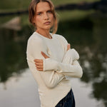 Milrey Natural Ribbed Long Sleeve Top - Creme - Milrey - Equiluxe Tack