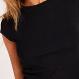 Milrey Ribbed Cap Sleeve Riding Top - Black - Milrey - Equiluxe Tack