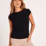 Milrey Ribbed Cap Sleeve Riding Top - Black - Milrey - Equiluxe Tack
