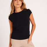 Milrey Ribbed Cap Sleeve Riding Top - Black - Milrey - Equiluxe Tack