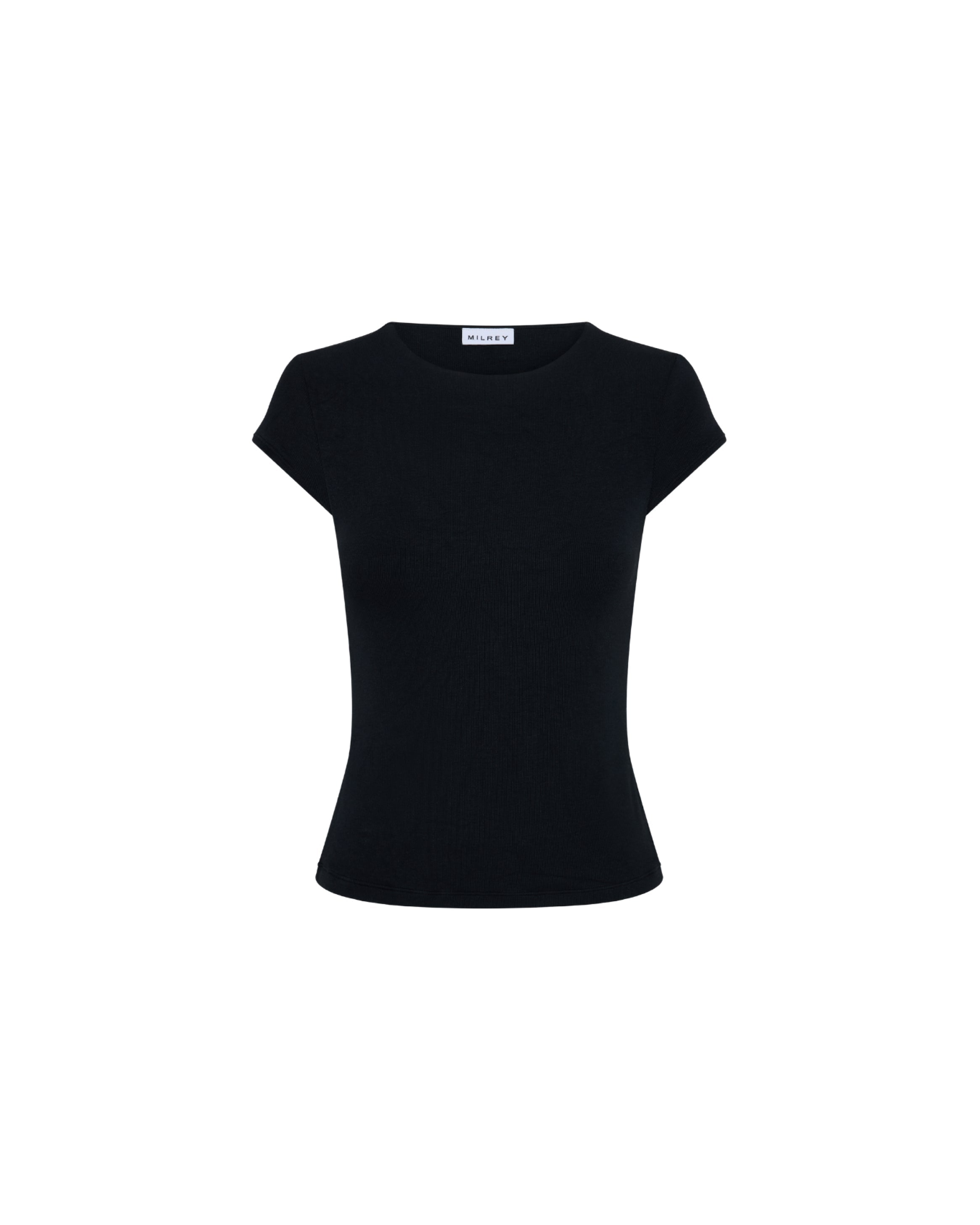 Milrey Ribbed Cap Sleeve Riding Top - Black - Milrey - Equiluxe Tack