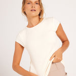 Milrey Ribbed Cap Sleeve Riding Top - Creme - Milrey - Equiluxe Tack