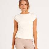 Milrey Ribbed Cap Sleeve Riding Top - Creme - Milrey - Equiluxe Tack