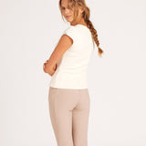 Milrey Ribbed Cap Sleeve Riding Top - Creme - Milrey - Equiluxe Tack