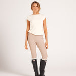 Milrey Ribbed Cap Sleeve Riding Top - Creme - Milrey - Equiluxe Tack