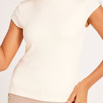 Milrey Ribbed Cap Sleeve Riding Top - Creme - Milrey - Equiluxe Tack