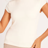 Milrey Ribbed Cap Sleeve Riding Top - Creme - Milrey - Equiluxe Tack